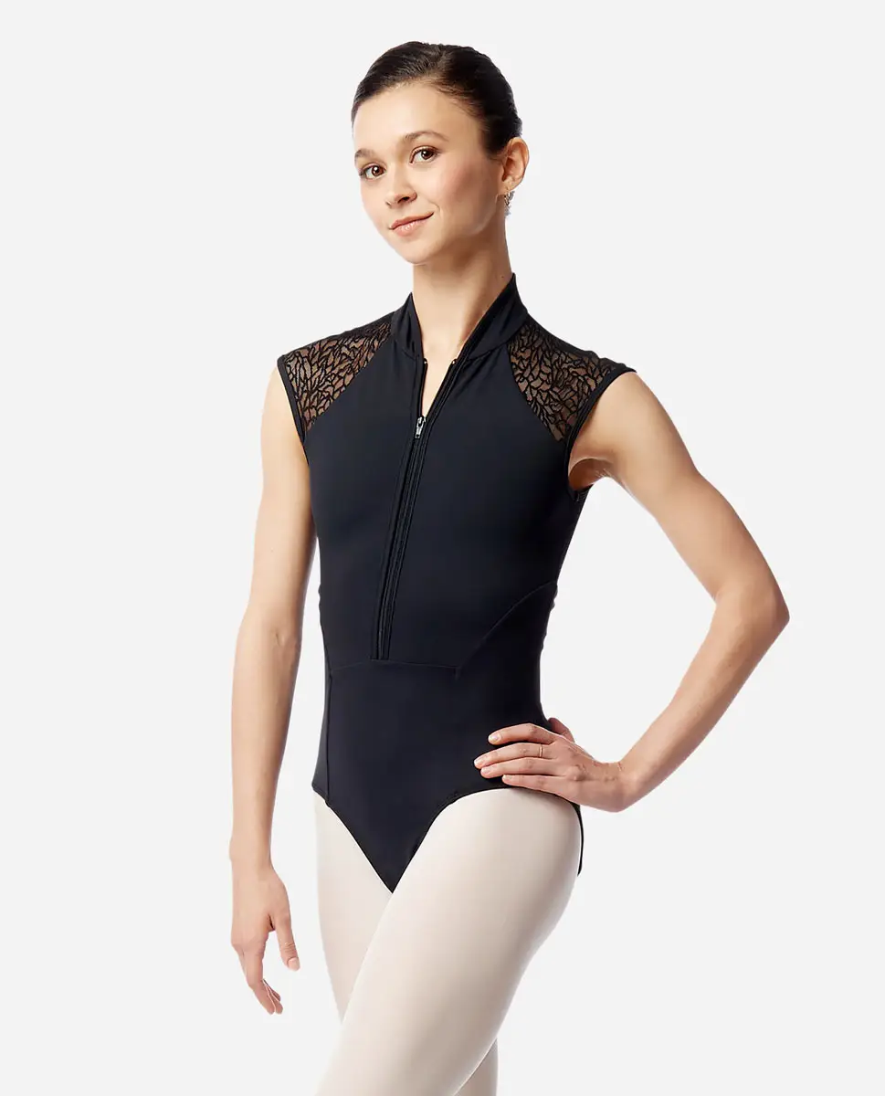 Womens Zip Front High Neck Dance Leotard Ariella | LULLI